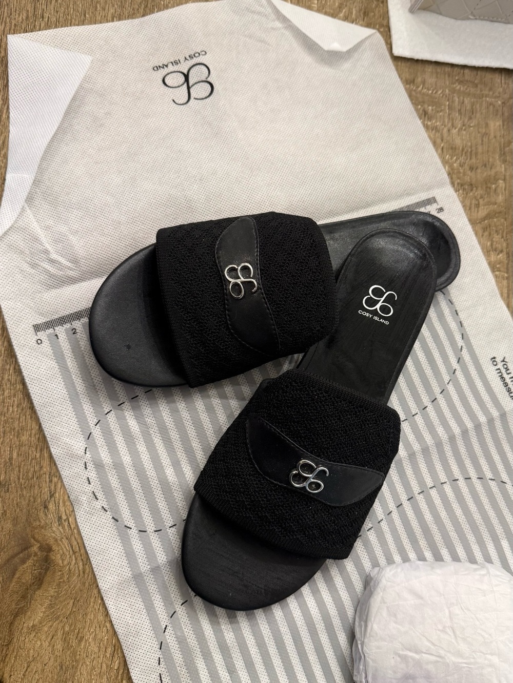 GB girls Black Slide Mules with Logo Accent